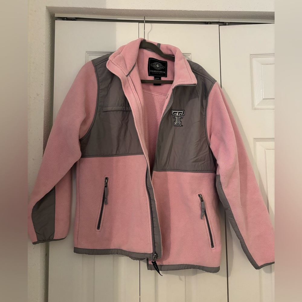 Texas Tech pink zip up fleece